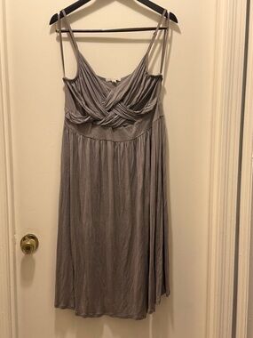 New York & Company Grey Twisted Bodice Midi Dress